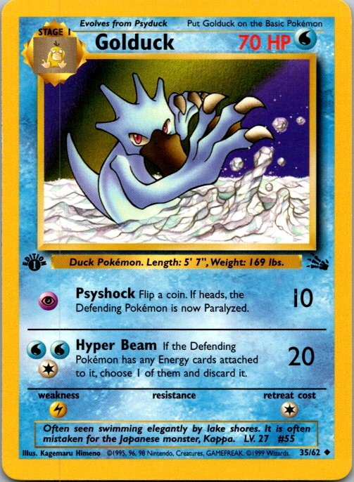 Golduck Uncommon Fossil 35/62 NM