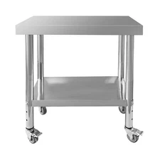 Stainless Steel Work Table with 4 Wheels 3-Stage Adjustable Shelf 30x18x34 Inch