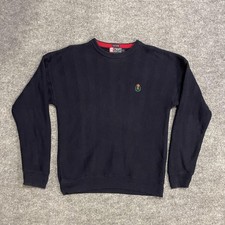 Vintage Chaps Ralph Lauren Chevron Knit Hand Framed Crewneck Sweater Mens L Navy