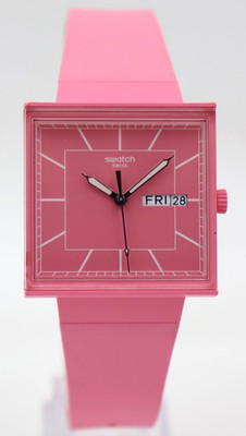 New Swiss Swatch WHAT IF ROSE? Bio-Ceramic Date Watch 33mm x 33mm SO34P700 $115