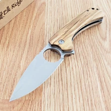 Elk Ridge Assisted Folding Knife 3.5" 3Cr13 Steel Blade Light Brown Wood Handle