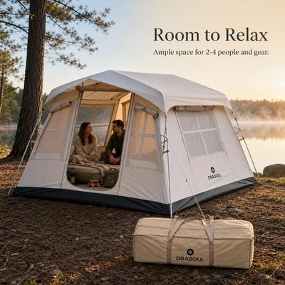 Glampingzelt Ridge Style, 4 Jahreszeiten Campingzelt für 2-4 Personen, für Camper