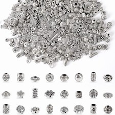 300Pcs Silver Spacer Beads for Jewelry Making Metal Tibetan Antique Beads Bracel