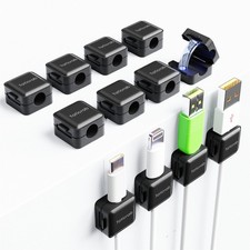 12-Pack Magnetic Cable Clips, Adhesive Cord Holder for Desk, Black
