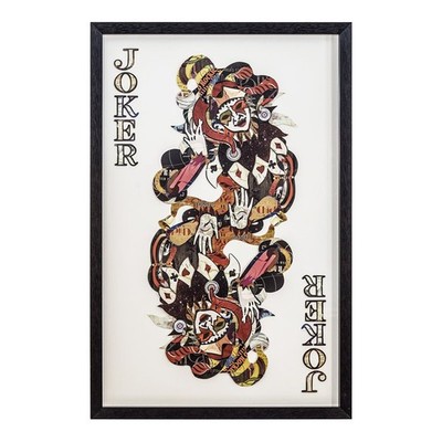 Yosemite Home Decor ''Joker'' 3D Collage Glass Framed Wall Art in Multi-Color