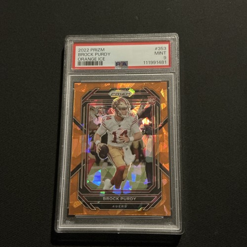Panini 2022 Prizm Rookies Brock Purdy 49ers #353 Orange Ice Prizm PSA 9