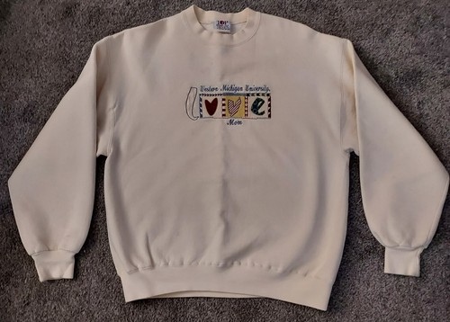 Vintage 90s Western Michigan Univ. Mom "Love" Embroidered Size Large Ivory... - Picture 4 of 11