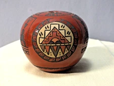 Native American Pottery Seed Jar or Pot by Minnie Vigil of Santa Clara Pueblo