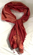 Water  Pashmina  Reversible Coral Rectangle Scarf Wrap Shawl 33 X 78” Nepal Made