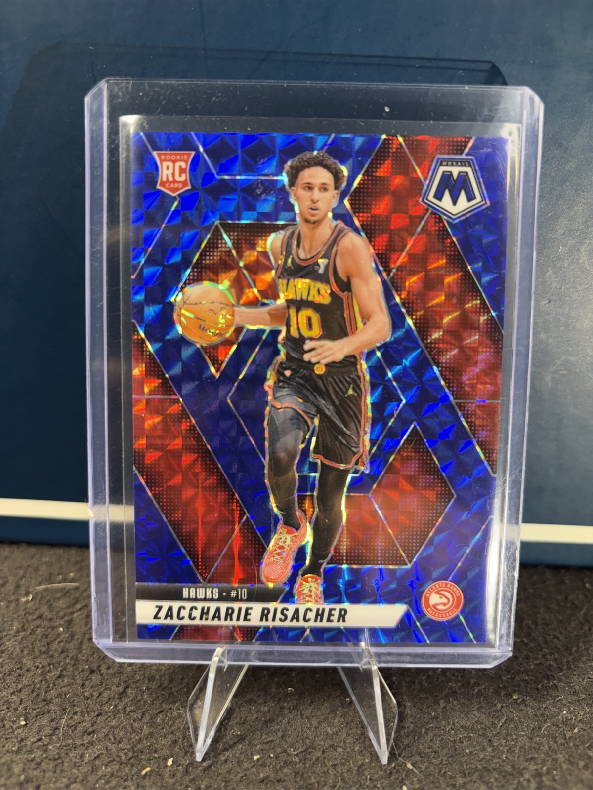 2024-25 Mosaic - Zaccharie Risacher  Blue Mosaic Prizm 157/199 (RC) Mavericks