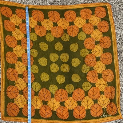 Vera Neumann Vintage square scarf -  MOD leaf print with Ladybug C Logo