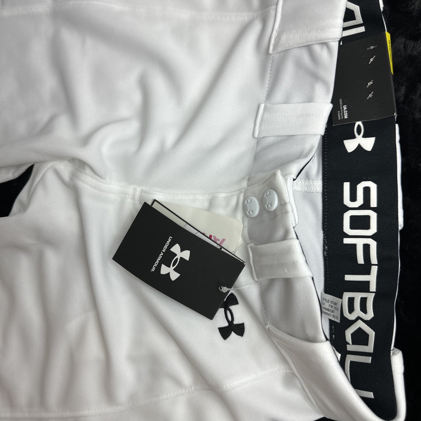 Under Armour Girls Softball Baseball Pants - White, YMD/JM/M thumbnail 3