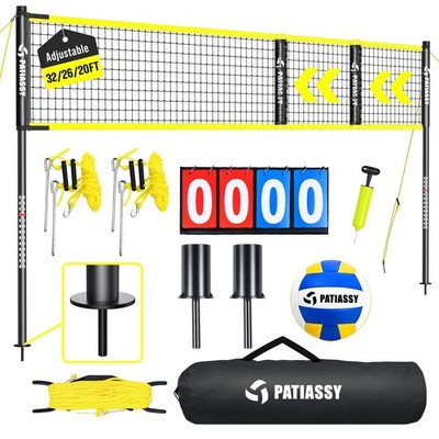 Premium Professional Volleyball Net Set w/ Adjustable Height Poles for Backyard
