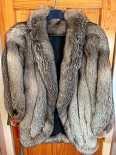 Vintage gorgeous Real fur silver fox coat Women  s M/L