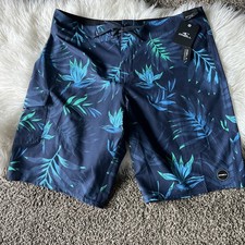 O'Neill Hyperfreak Swim Trunks Board Shorts Mens Size 34 Tropical Print Blue NWT