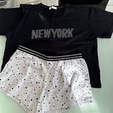 Damska czarna piżama z przyciętym topem rozmiar L z New Look ma Diamonte Motive