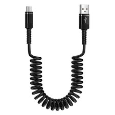 Fast Charger Cable Coiled USB C for Car 3FT Android Auto Type A to C