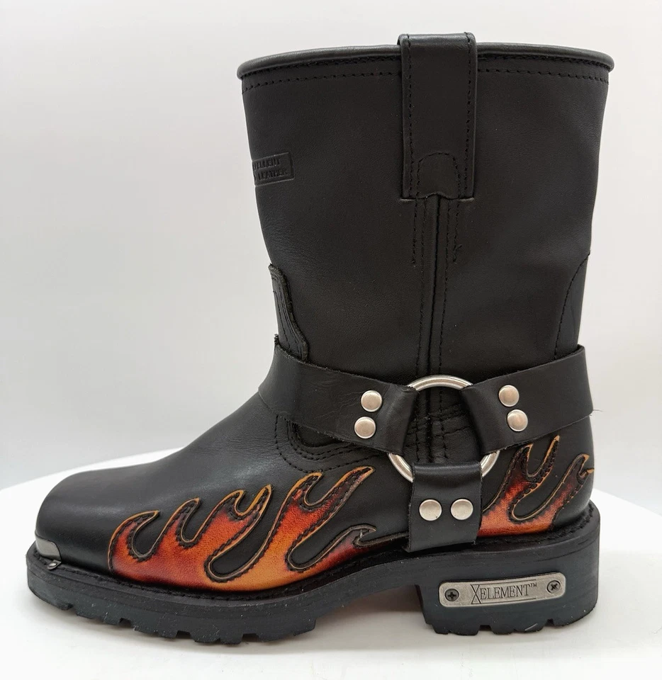 XElement Cuero Arnés Botas Llamas Motocicleta Mujer 7.5M LU2490 Negro BONITO Foto 4 de 4
