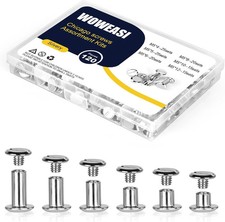 120Sets Chicago Screws Kit, 6 Sizes Screw Rivets Silver Chicago Binding Screws f