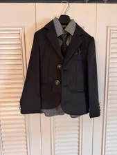 Toddler Boy Black & Grey 5 Pc Formal Suit Size 2T