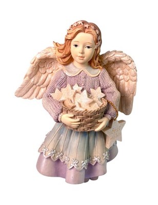 Angels Among Us Angel Holding Stars Figurine Best Wishes 2003 Betty Singer 6 in