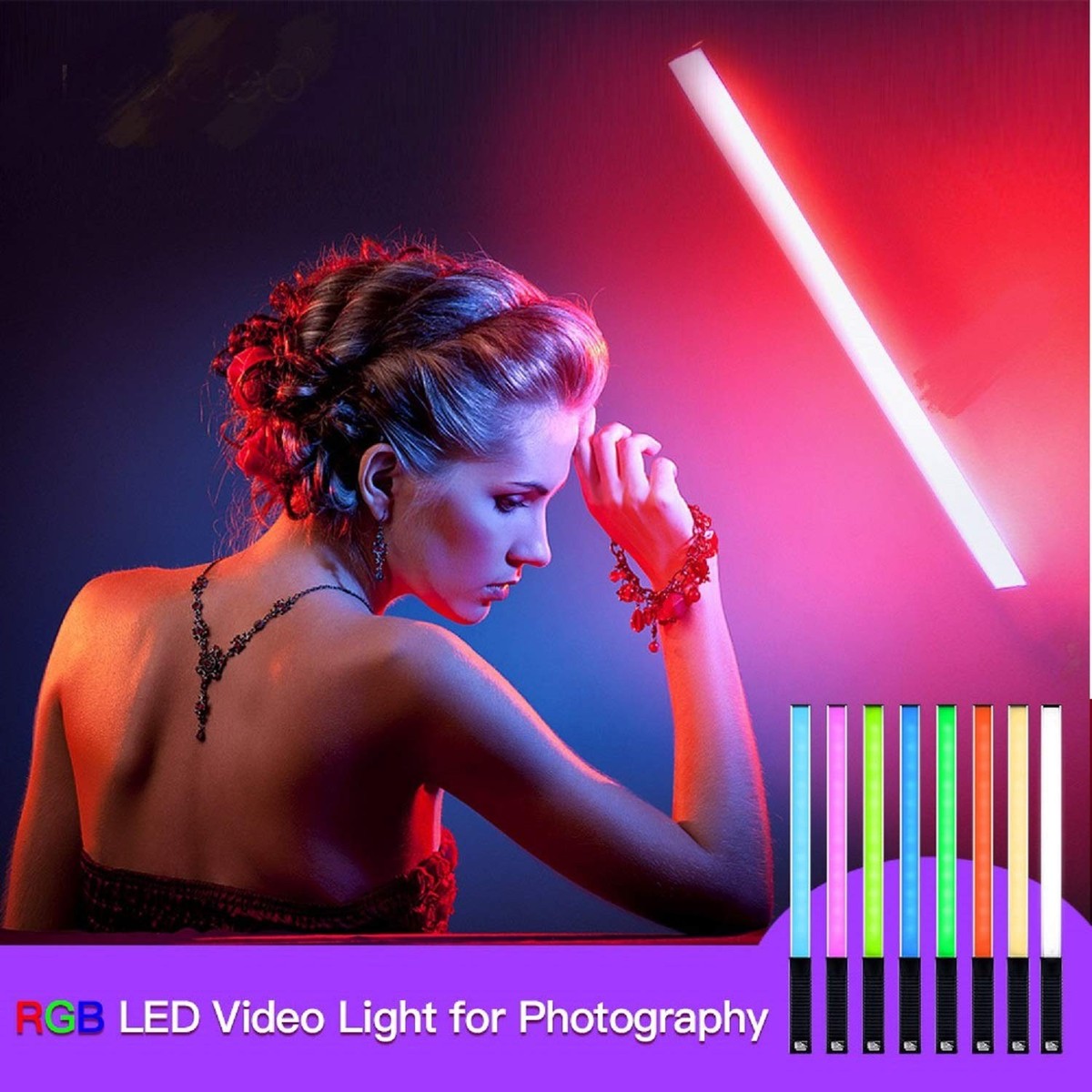 LUXCEO RGB LED Photography Lighting Portable Wand Handheld LED