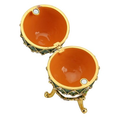 Green Egg Shape Trinket Boxes Vintage Exquisite Rhinestones Trinket Boxes M AK