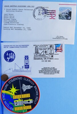 STS-103 Space Shuttle DISCOVERY Trio vtg EVA Launch Postal Envelope Sticker 3