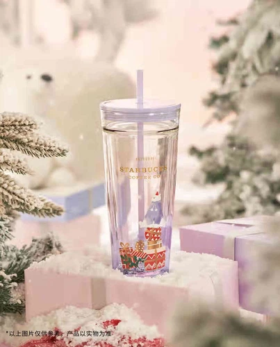 New 2023 China Starbucks 20oz Christmas Polar bear Gift Glass Straw Cup - Picture 2 of 6