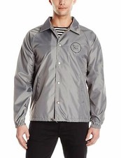Brixton WHEELER Grey Black Graphic Logo Light Windbreaker Coach D Men's Jacket