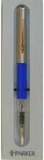 Parker 15  Fountain Pen Blue Ct &  Clear Segments  Medium Pt New In Box
