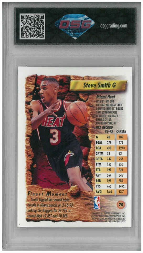 Topps Finest Steve Smith #70 1993-94 refractor 💎 DSG 9,5 como nuevo+ Foto 2 de 2