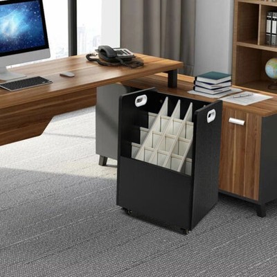 Blueprint Storage Rack - 20 Slot Black Rolling Map Holder on Wheels Office