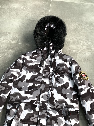 RARE Men's ZAVETTI CANADA Padded Puffer Parka Winter Jacket Fur Trim Coat Size L - Picture 15 of 24