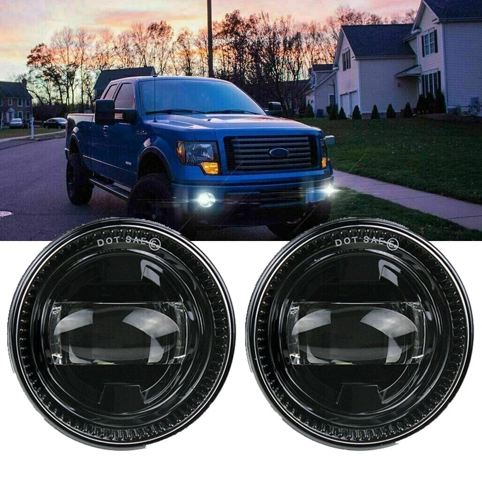 Luces antiniebla redondas de parachoques LED para Ford F-150 2004-2014 y Ford Ranger 2008-2011 Foto 3 de 4