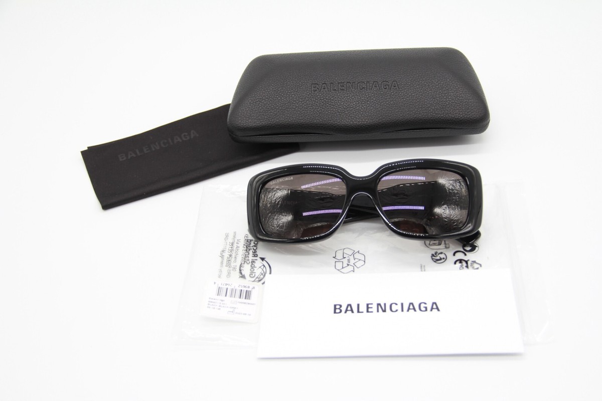 BALENCIAGA ブラックサングラス BB0075S 001 Balenciaga BB0075S Shiny Black Prescription Sunglasses