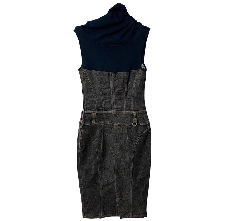 Y2K Vintage DOLCE & GABBANA Denim Corset Dress Cowl-Off