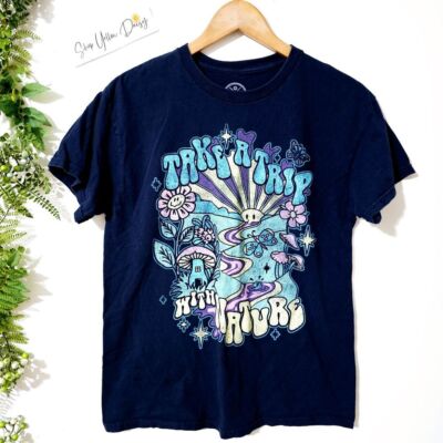 Take A Trip With Nature Psychedelic Mushrooms Groovy Hippy Tee Sz M - Ts298.6