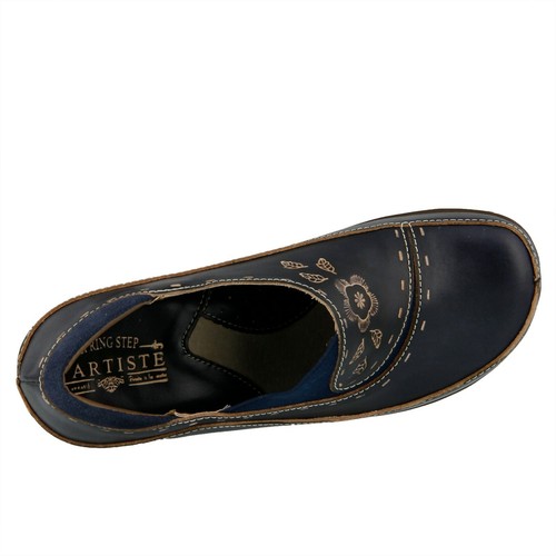 L'Artiste Burbank Damen marineblau handbemalt Leder geschlossener Rücken Clog EUR 42 - Bild 3 von 4
