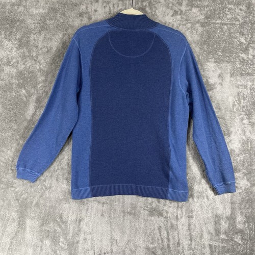 Tommy Bahama Shirt Men's Small TB18 Blue Cotton Waffle Sweater Gorpcore Golf Hip - Picture 2 of 13