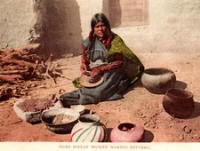 1899 Postcard Moki Indian Woman Making Pottery Detroit Photographic Company 5511