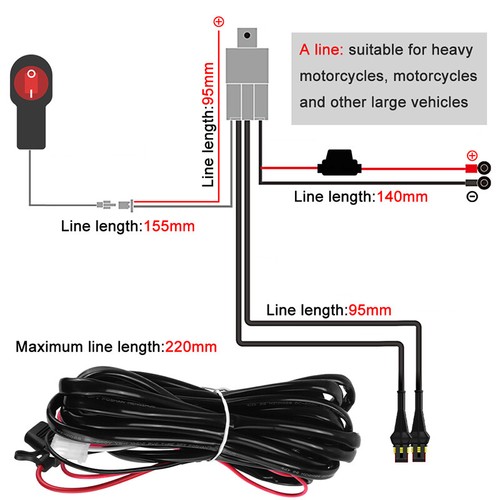 Motorcycle Wiring Harness Kit Wire Cable ON Off Switch Relay LED Fog Spot Light - Picture 8 of 10