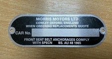 Classic Mini Morris Motors Ltd Chassis Plate Mk12 Cooper S Deluxe Leyland 1d4