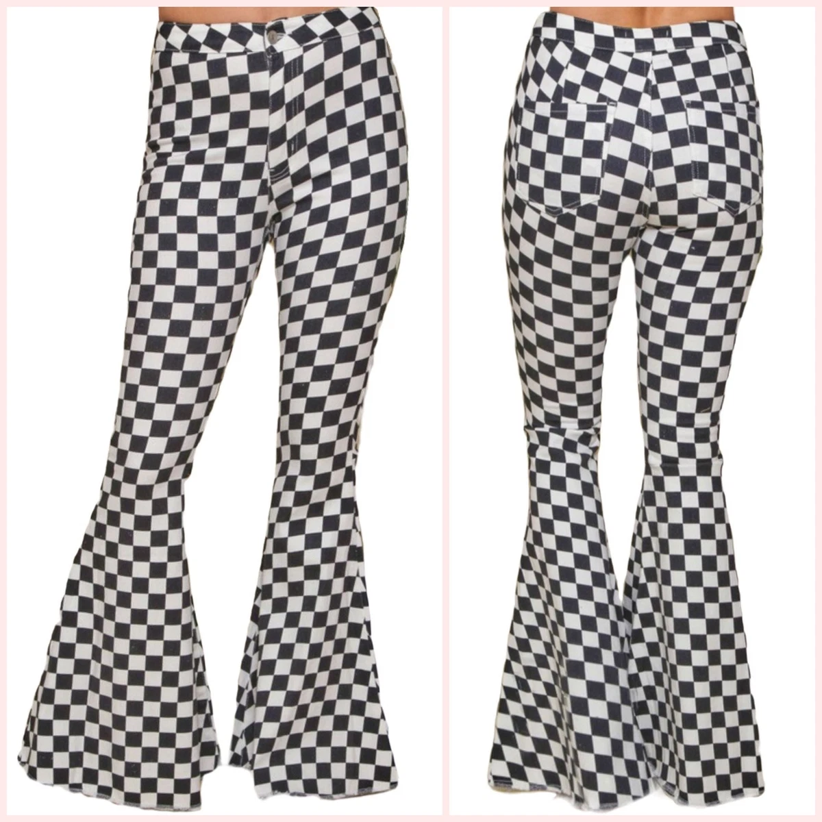 Black and white store bell bottom jeans