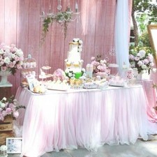 Falda de mesa de fiesta de boda tutú tul mantel mantel cubre mesa decoración
