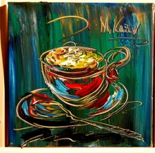 COFFEE TIME by Mark Kazav Original Oil Painting Wall  scacw