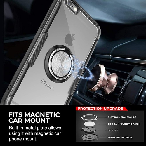 Kitoo iPhone 6, 6s Clear Case w Ring Stand, Black Carbon Fiber Trim NEW /OPENED - Picture 4 of 6