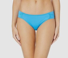 49 La Blanca Swimwear Women Blue Side Shirred Hipster Bikini Swim Bottom Sz 12