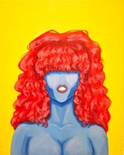 Original Acrylic Painting Contemporary Modern Art Red Haired Woman Portrait