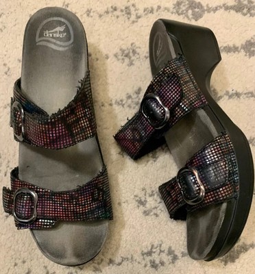 Sandal Black Stained Glass Leather Size 